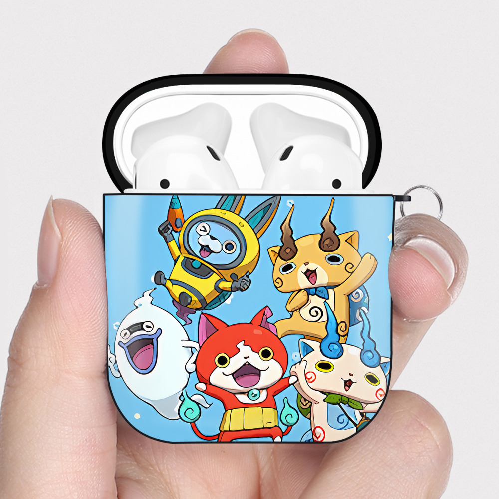 （画像用） 妖怪ウォッチ Yo-kai Watch AirPods 第2世代保護ケース ハードシェル ブラック 耐衝撃・防指紋・カラビナ付き