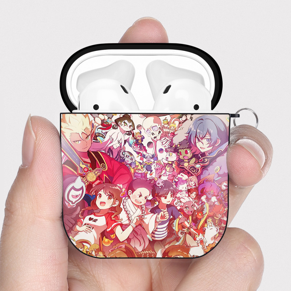 （画像用） 妖怪ウォッチ Yo-kai Watch AirPods 第2世代保護ケース ハードシェル ブラック 耐衝撃・防指紋・カラビナ付き