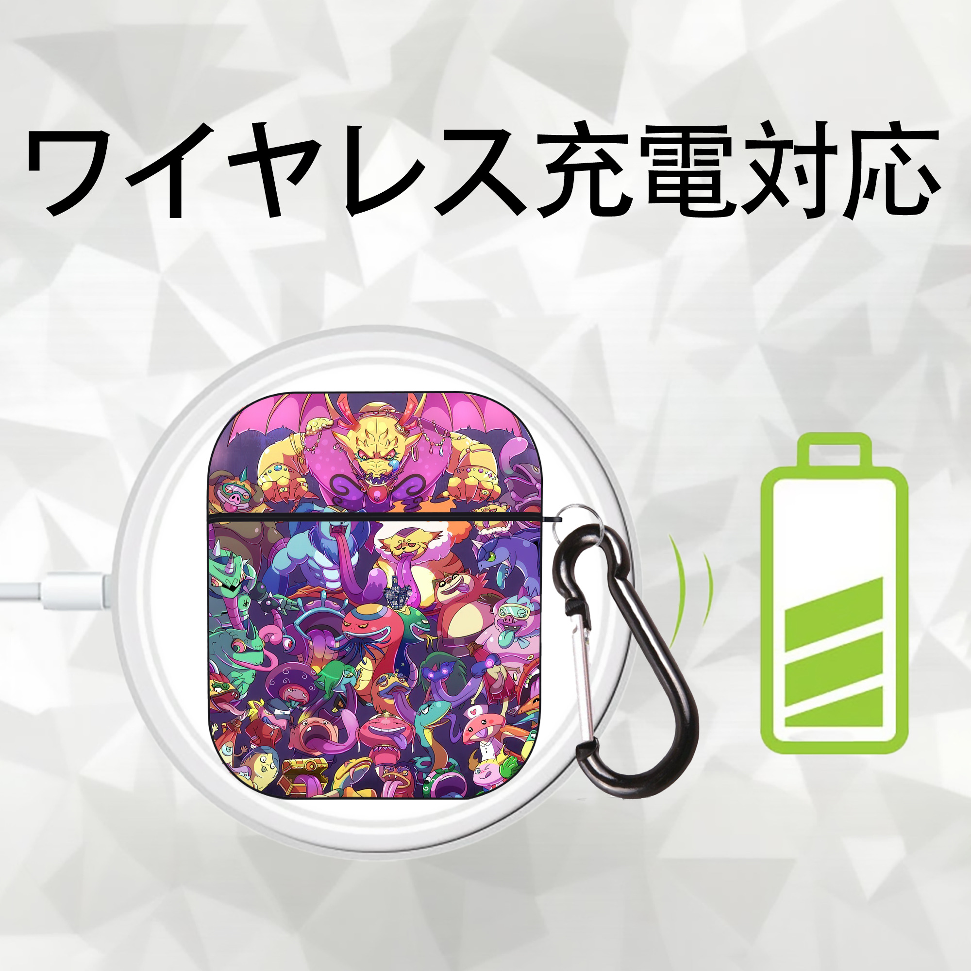 妖怪ウォッチ Yo-kai Watch AirPods 第2世代保護ケース ハードシェル ブラック 耐衝撃・防指紋・カラビナ付き