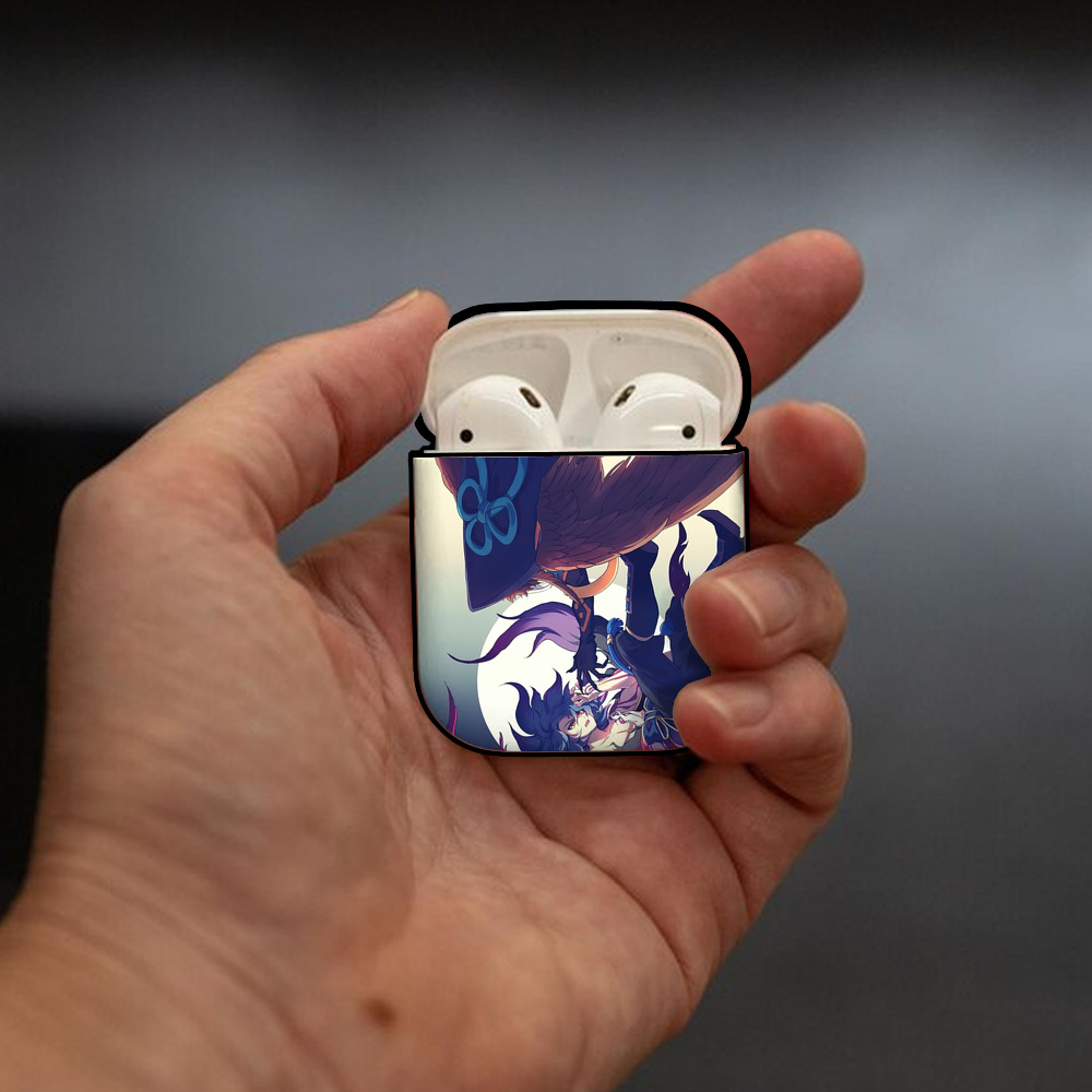 妖怪ウォッチ Yo-kai Watch AirPods 第2世代保護ケース ハードシェル ブラック 耐衝撃・防指紋・カラビナ付き