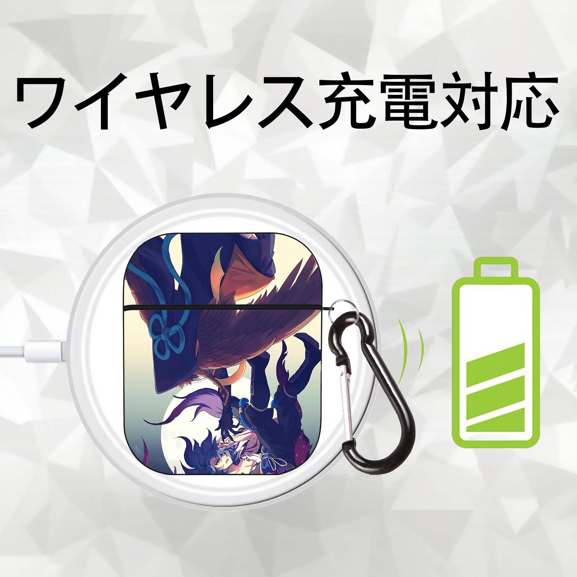 妖怪ウォッチ Yo-kai Watch AirPods 第2世代保護ケース ハードシェル ブラック 耐衝撃・防指紋・カラビナ付き