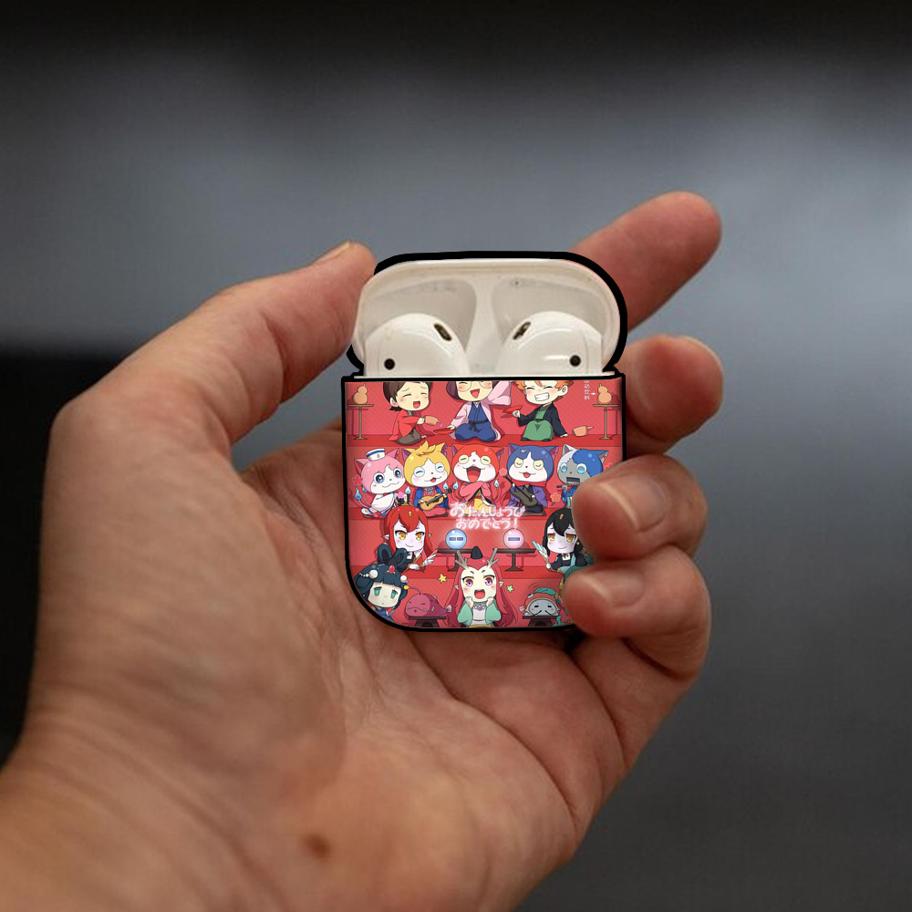 妖怪ウォッチ Yo-kai Watch AirPods 第2世代保護ケース ハードシェル ブラック 耐衝撃・防指紋・カラビナ付き