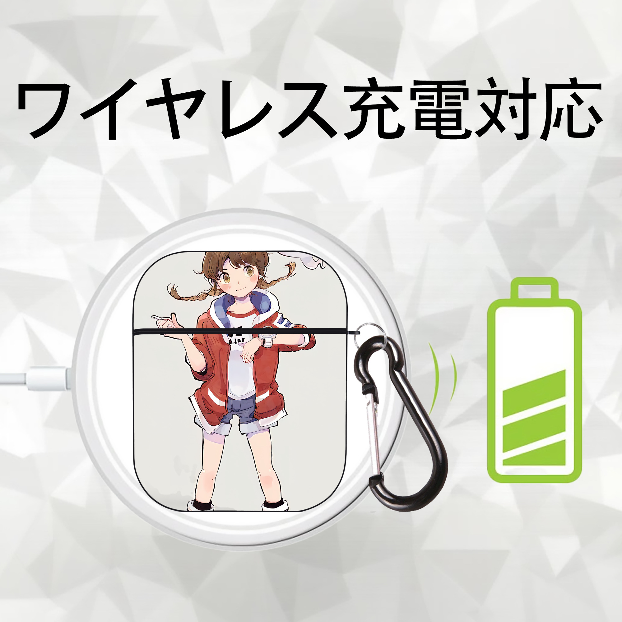妖怪ウォッチ Yo-kai Watch AirPods 第2世代保護ケース ハードシェル ブラック 耐衝撃・防指紋・カラビナ付き