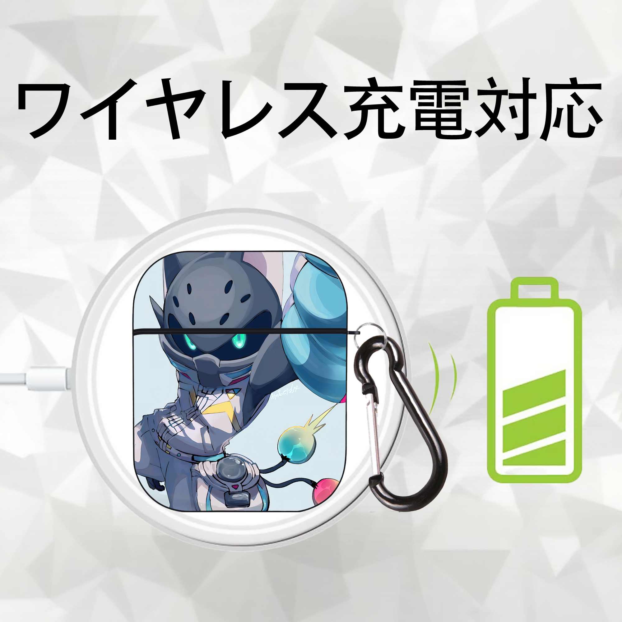 妖怪ウォッチ Yo-kai Watch AirPods 第2世代保護ケース ハードシェル ブラック 耐衝撃・防指紋・カラビナ付き