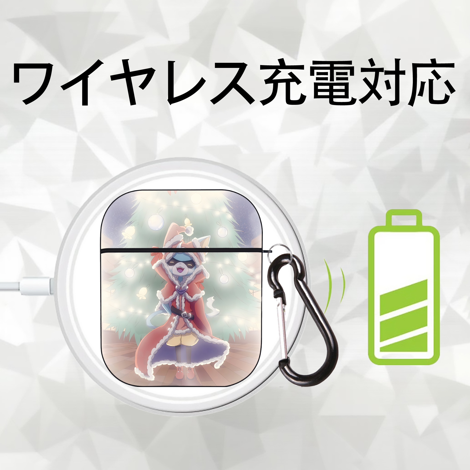 妖怪ウォッチ Yo-kai Watch AirPods 第2世代保護ケース ハードシェル ブラック 耐衝撃・防指紋・カラビナ付き