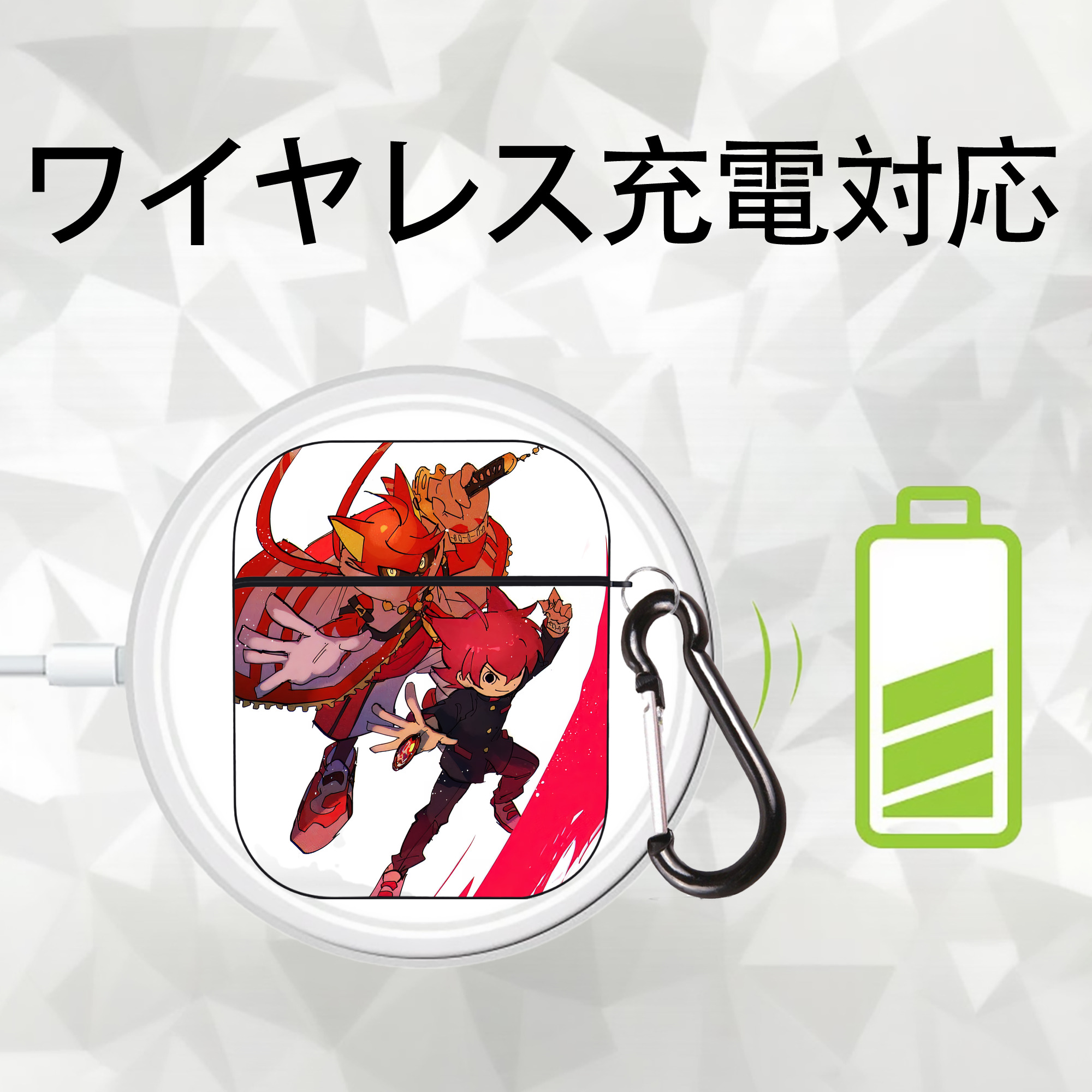 妖怪ウォッチ Yo-kai Watch AirPods 第2世代保護ケース ハードシェル ブラック 耐衝撃・防指紋・カラビナ付き