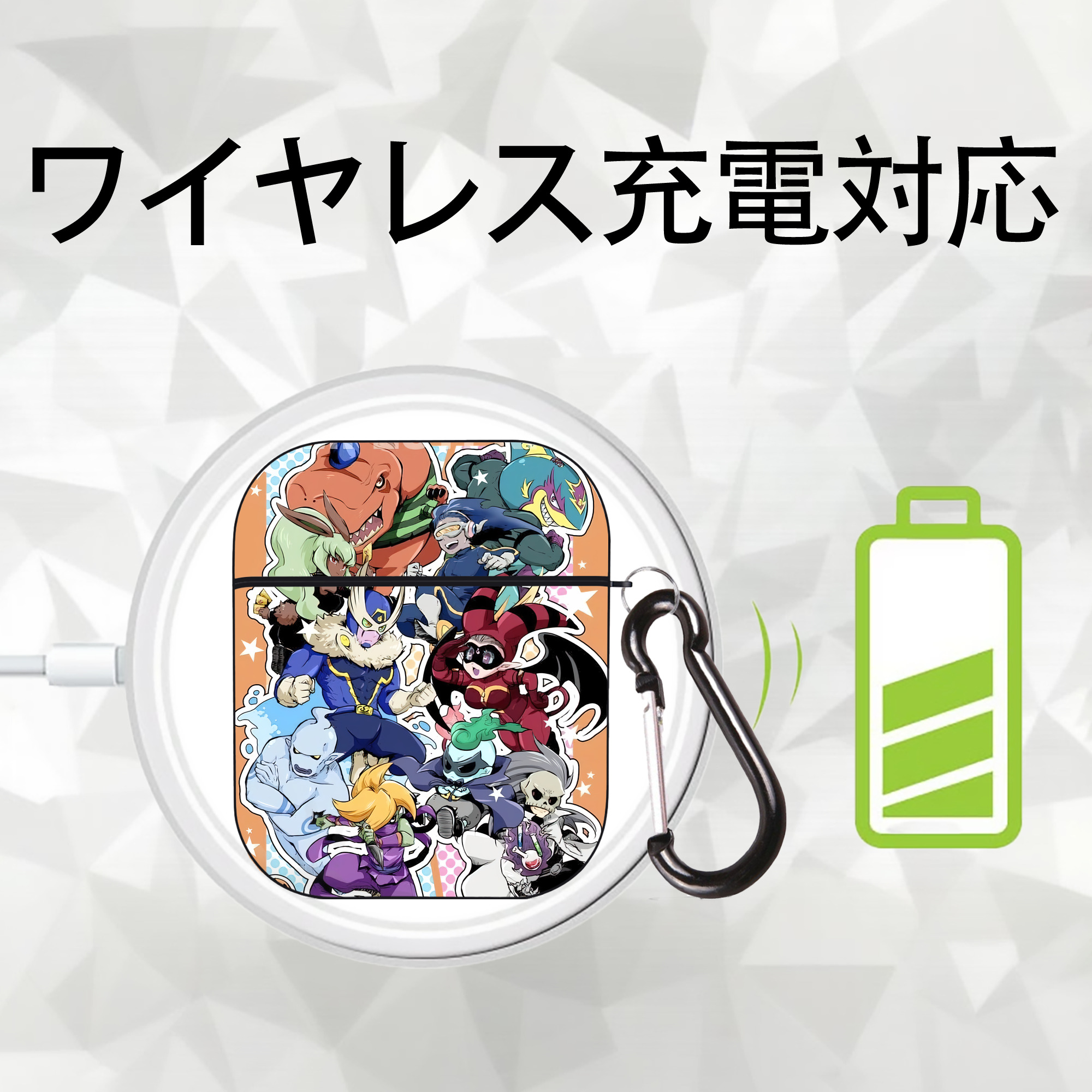 妖怪ウォッチ Yo-kai Watch AirPods 第2世代保護ケース ハードシェル ブラック 耐衝撃・防指紋・カラビナ付き