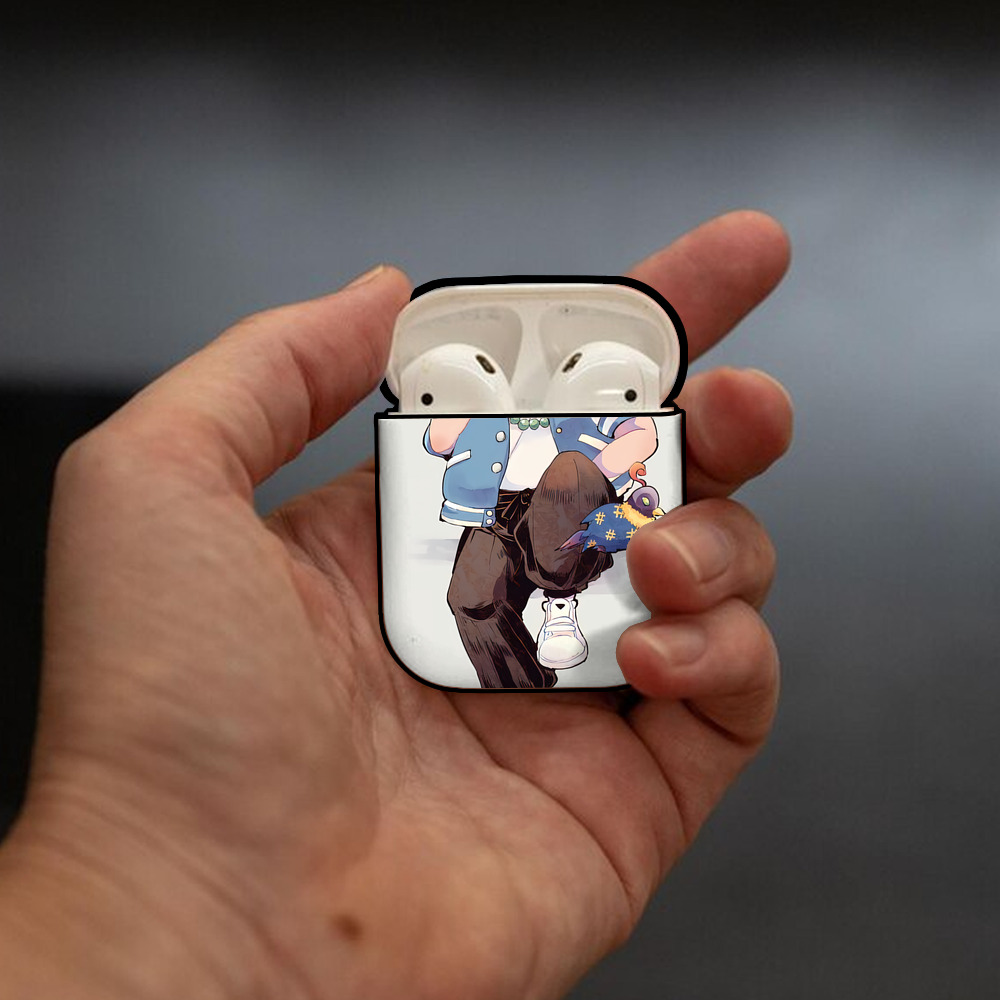 妖怪ウォッチ Yo-kai Watch AirPods 第2世代保護ケース ハードシェル ブラック 耐衝撃・防指紋・カラビナ付き