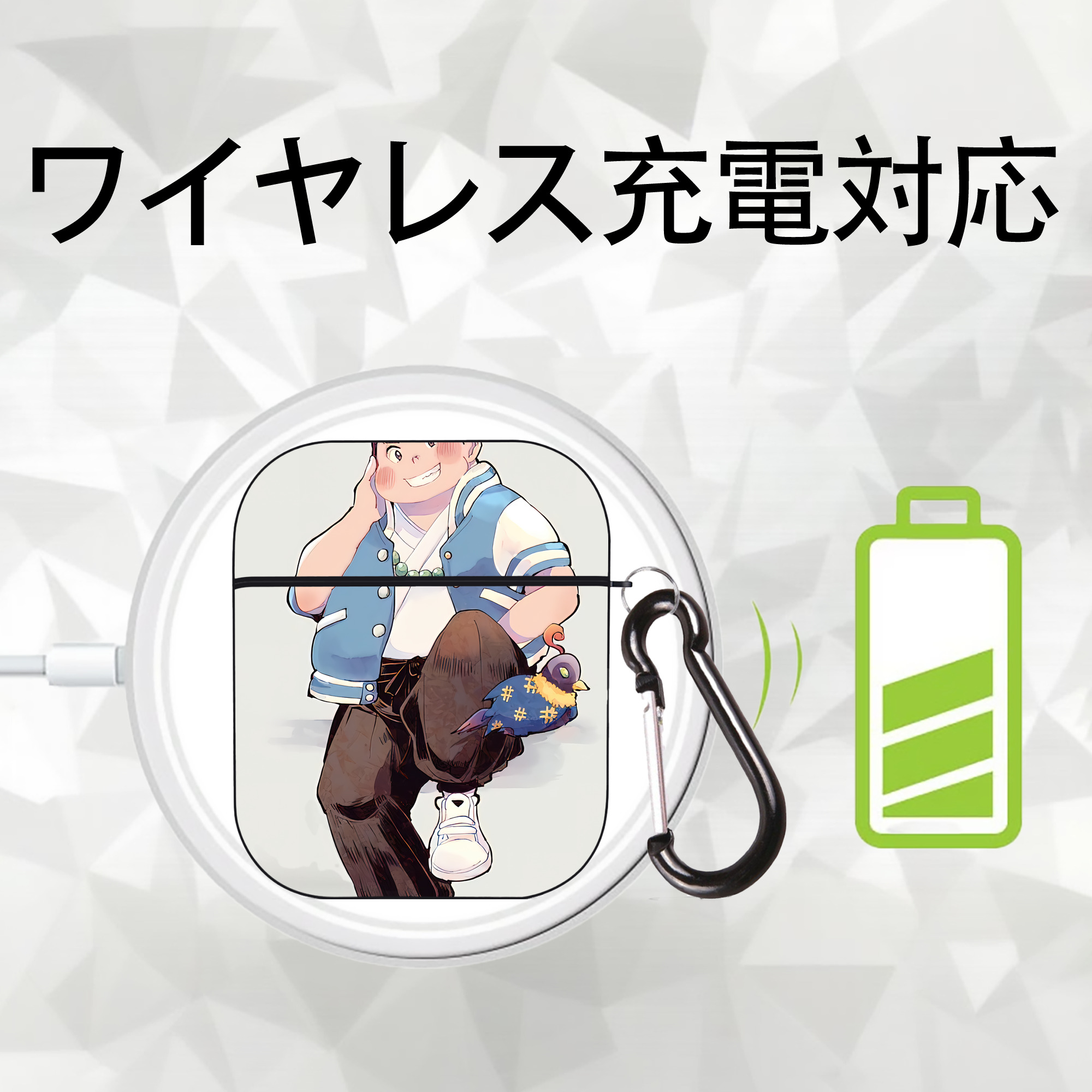 妖怪ウォッチ Yo-kai Watch AirPods 第2世代保護ケース ハードシェル ブラック 耐衝撃・防指紋・カラビナ付き