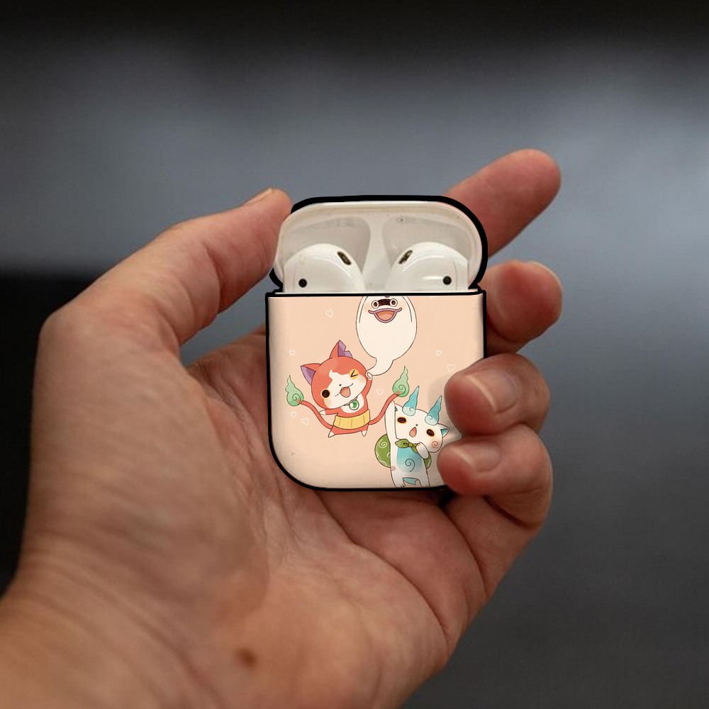 妖怪ウォッチ Yo-kai Watch AirPods 第2世代保護ケース ハードシェル ブラック 耐衝撃・防指紋・カラビナ付き