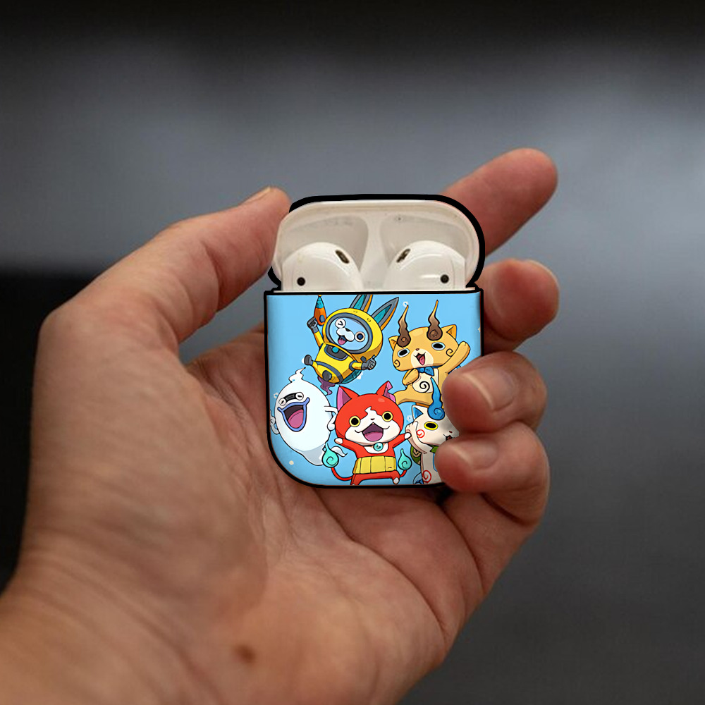 妖怪ウォッチ Yo-kai Watch AirPods 第2世代保護ケース ハードシェル ブラック 耐衝撃・防指紋・カラビナ付き