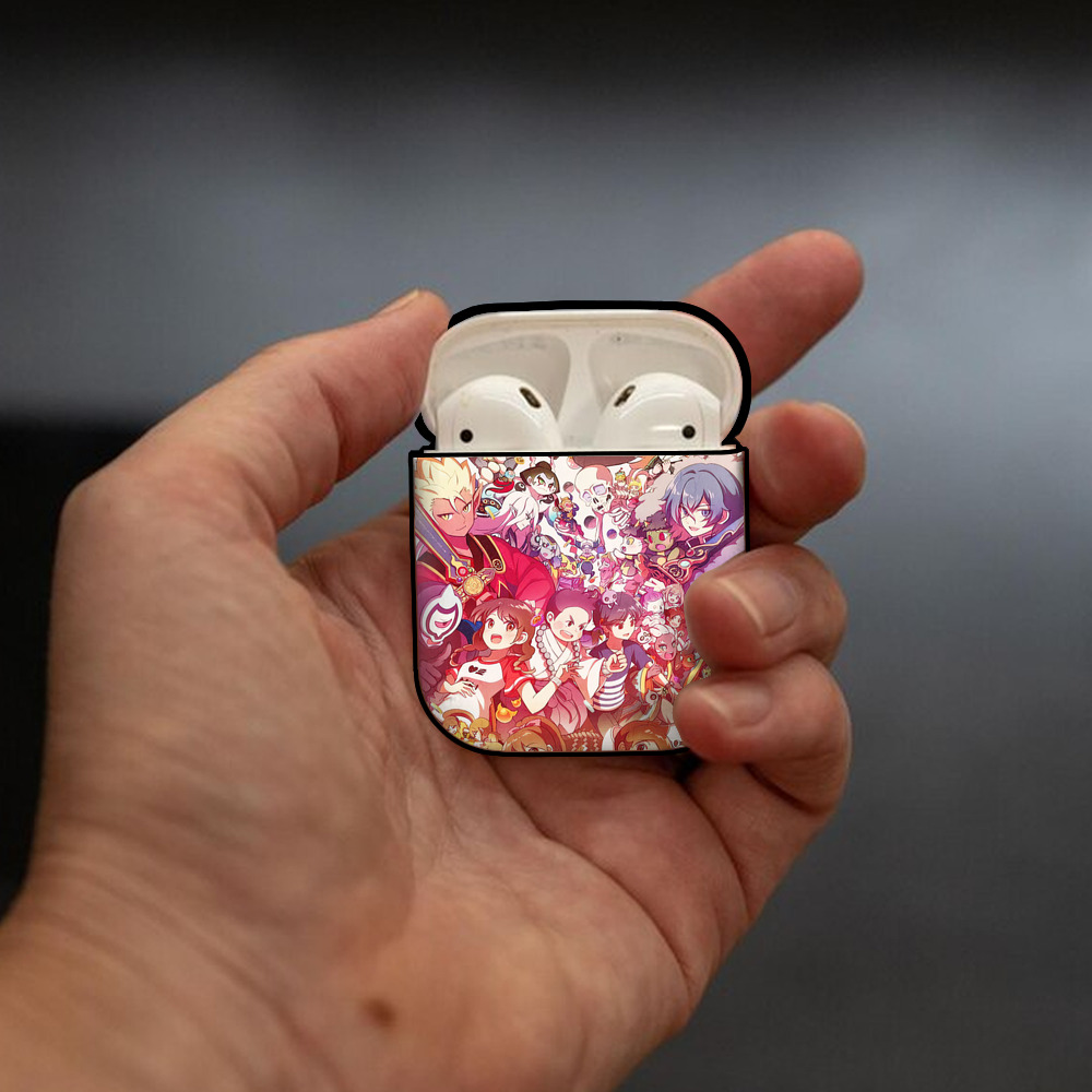 妖怪ウォッチ Yo-kai Watch AirPods 第2世代保護ケース ハードシェル ブラック 耐衝撃・防指紋・カラビナ付き