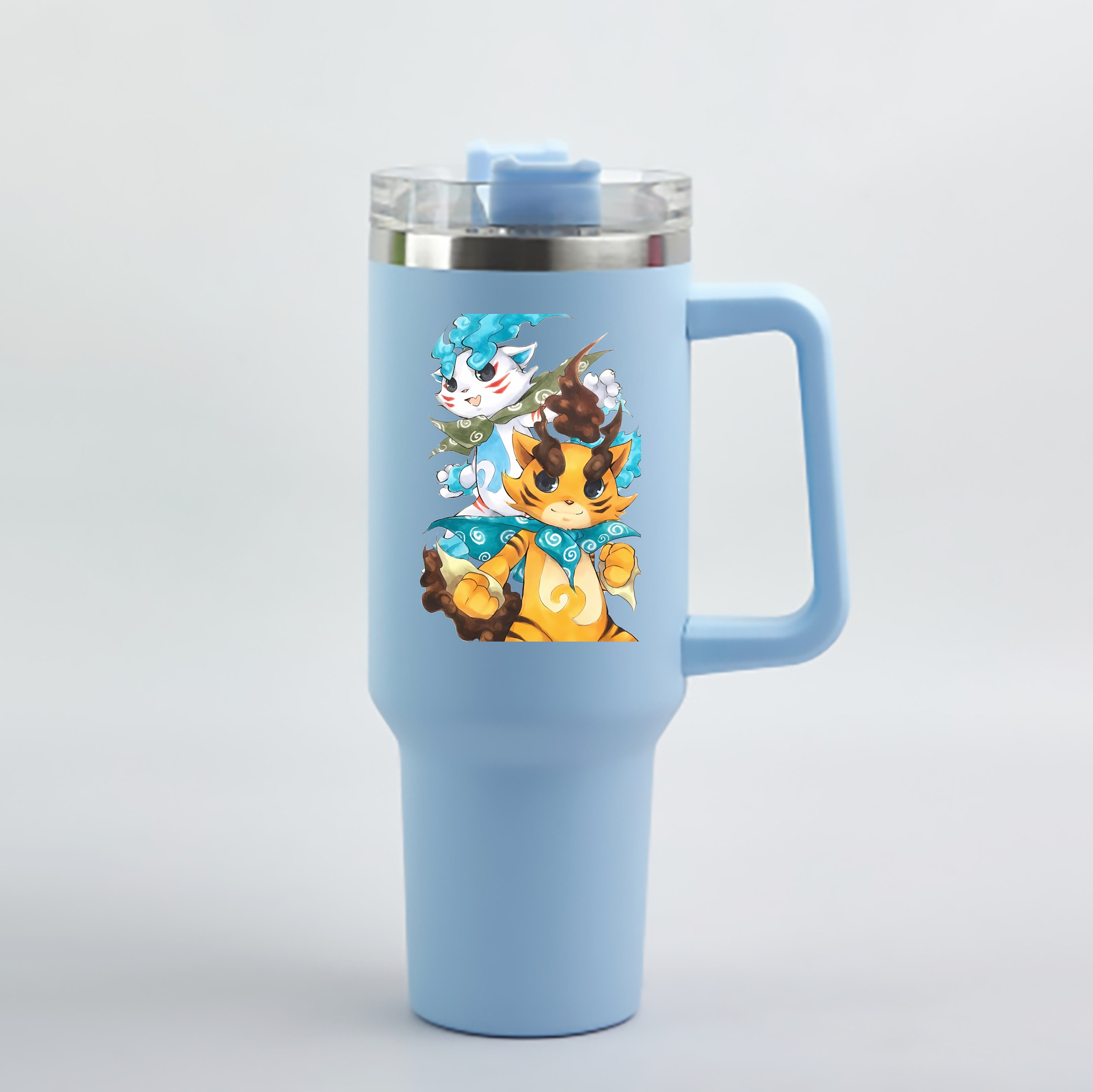 （画像用） 妖怪ウォッチ Yo-kai Watch 1200mL車用タンブラー - クリスタルステッカー（プラスチックストロー付き）