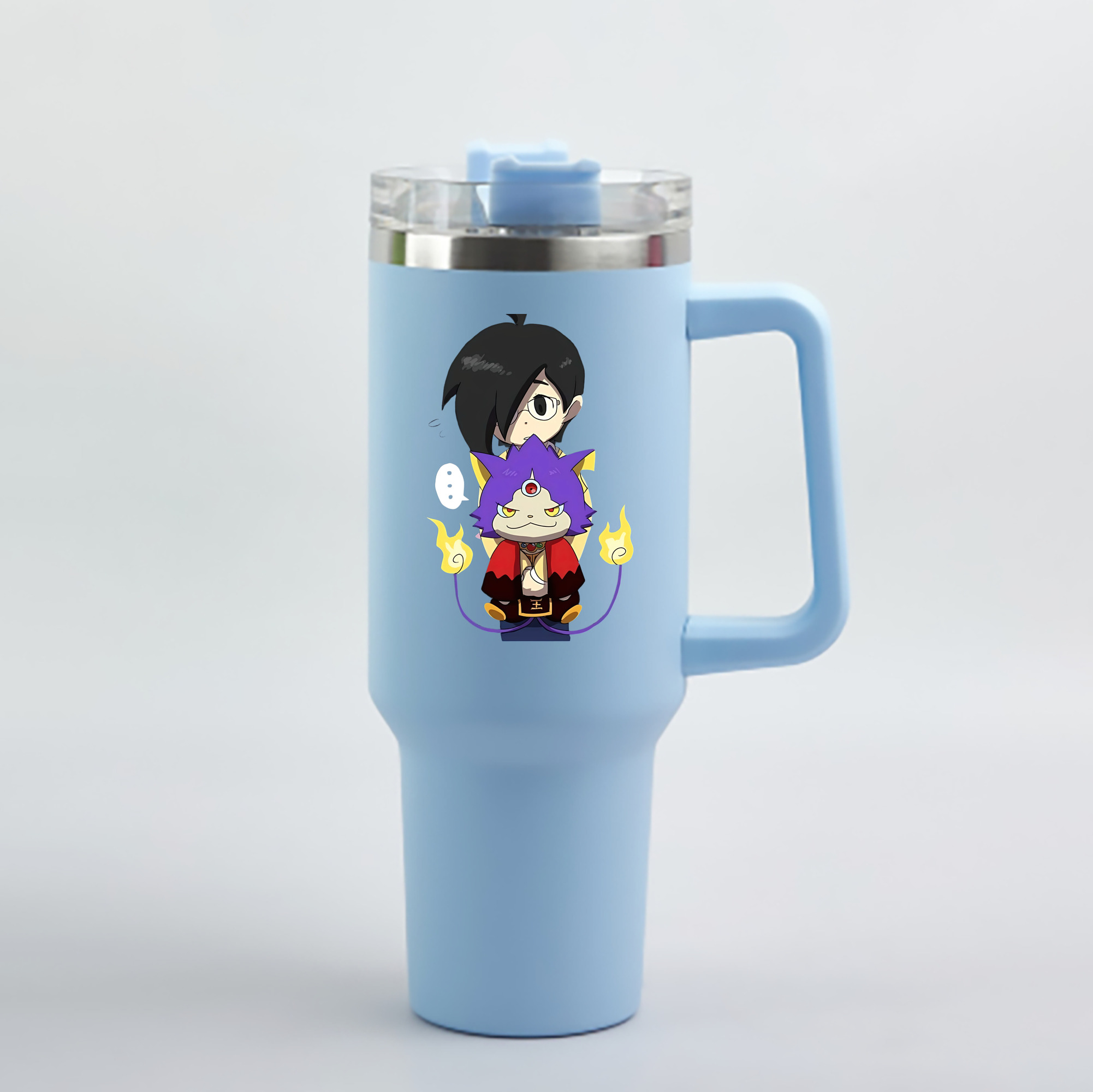 （画像用） 妖怪ウォッチ Yo-kai Watch 1200mL車用タンブラー - クリスタルステッカー（プラスチックストロー付き）
