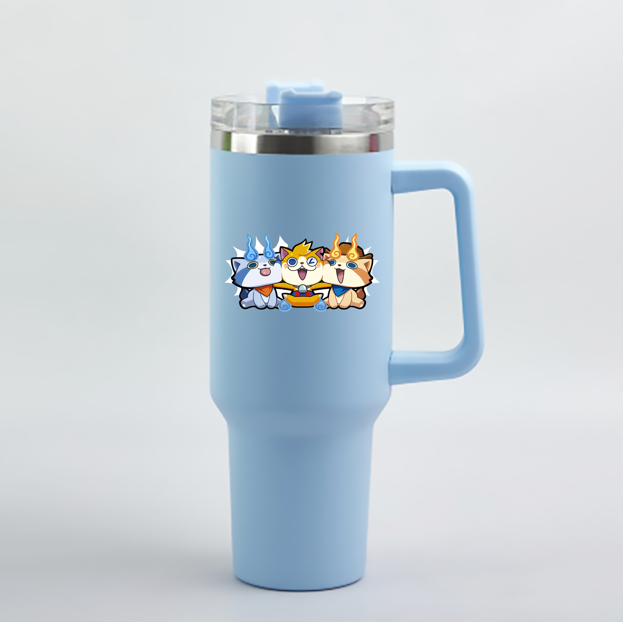 （画像用） 妖怪ウォッチ Yo-kai Watch 1200mL車用タンブラー - クリスタルステッカー（プラスチックストロー付き）