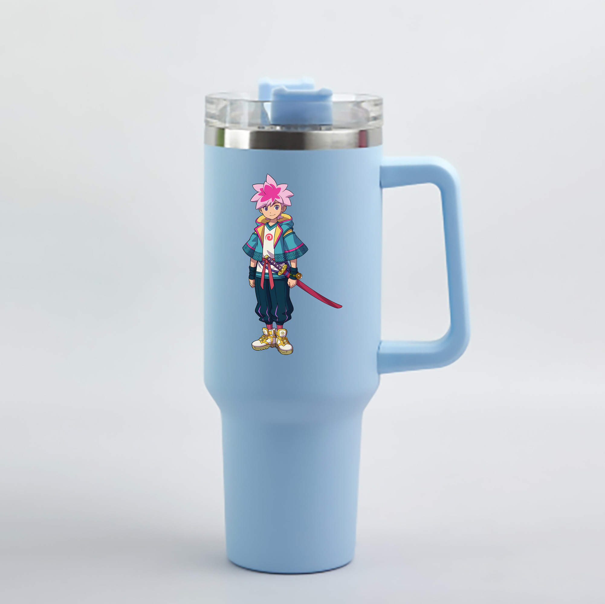 （画像用） 妖怪ウォッチ Yo-kai Watch 1200mL車用タンブラー - クリスタルステッカー（プラスチックストロー付き）