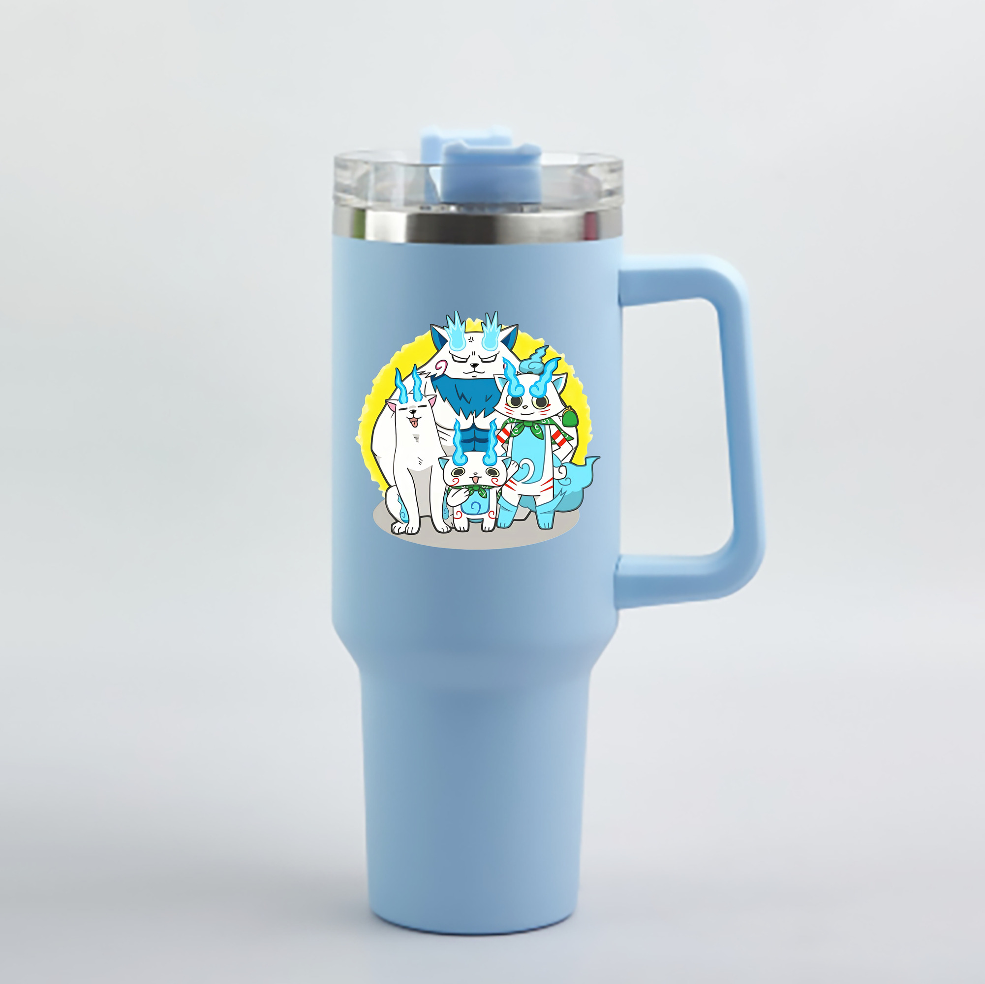 （画像用） 妖怪ウォッチ Yo-kai Watch 1200mL車用タンブラー - クリスタルステッカー（プラスチックストロー付き）