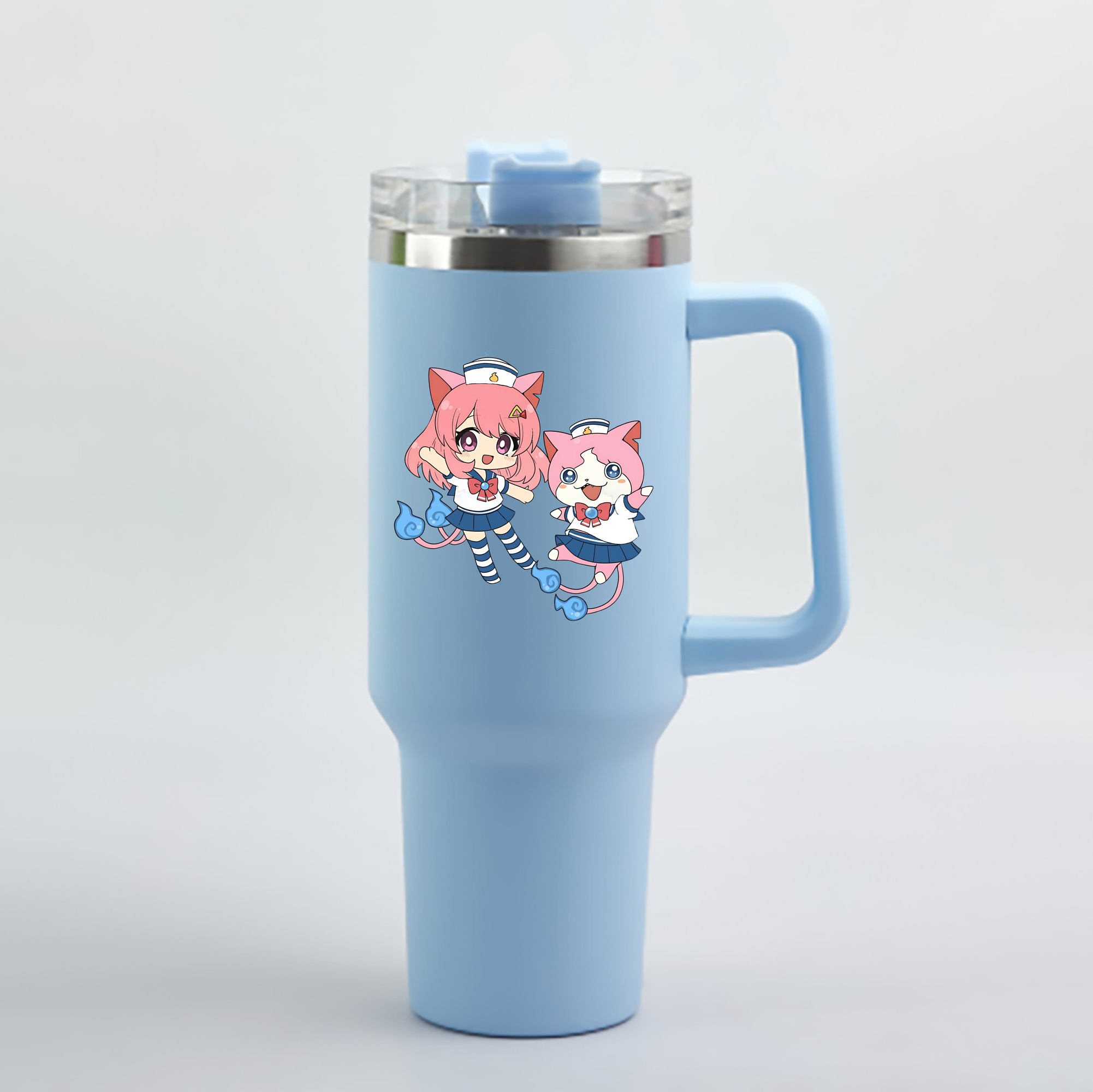 （画像用） 妖怪ウォッチ Yo-kai Watch 1200mL車用タンブラー - クリスタルステッカー（プラスチックストロー付き）