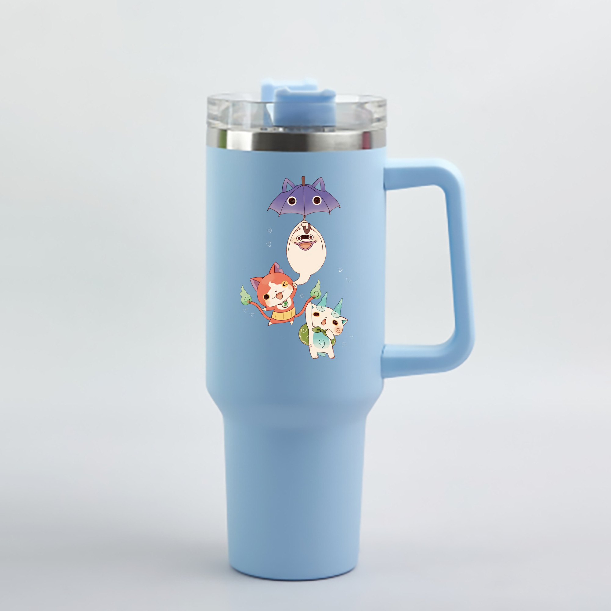 （画像用） 妖怪ウォッチ Yo-kai Watch 1200mL車用タンブラー - クリスタルステッカー（プラスチックストロー付き）