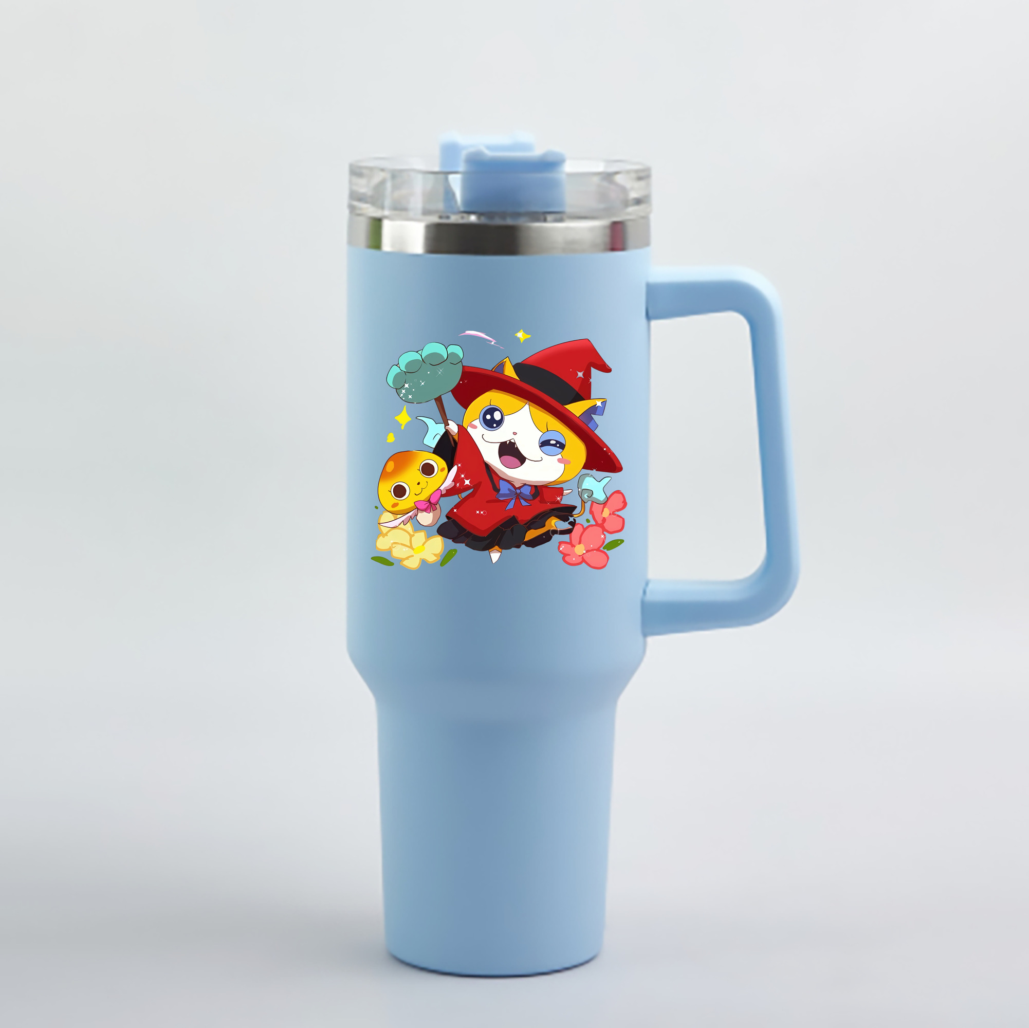（画像用） 妖怪ウォッチ Yo-kai Watch 1200mL車用タンブラー - クリスタルステッカー（プラスチックストロー付き）