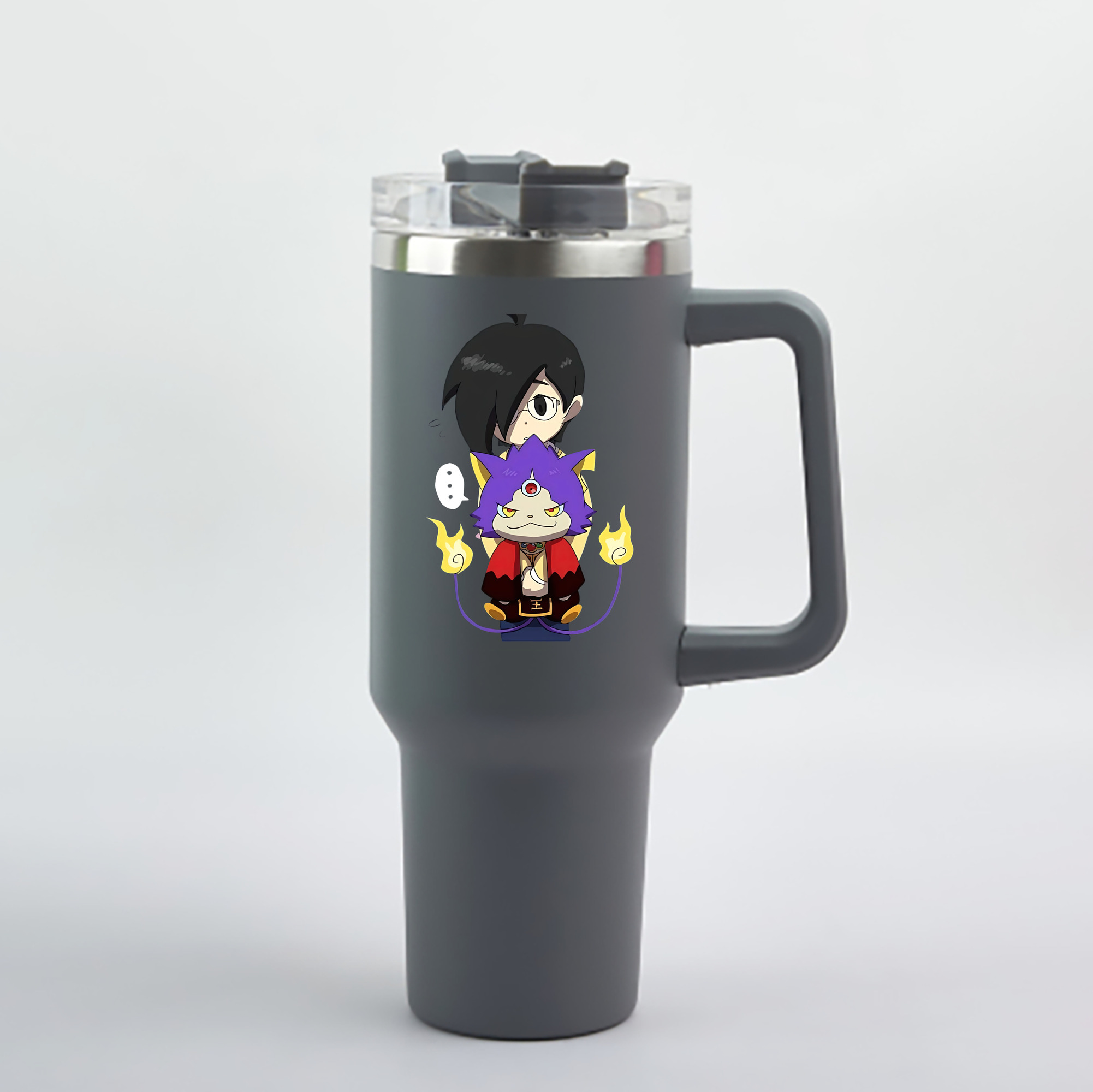 （画像用） 妖怪ウォッチ Yo-kai Watch 1200mL車用タンブラー - クリスタルステッカー（プラスチックストロー付き）