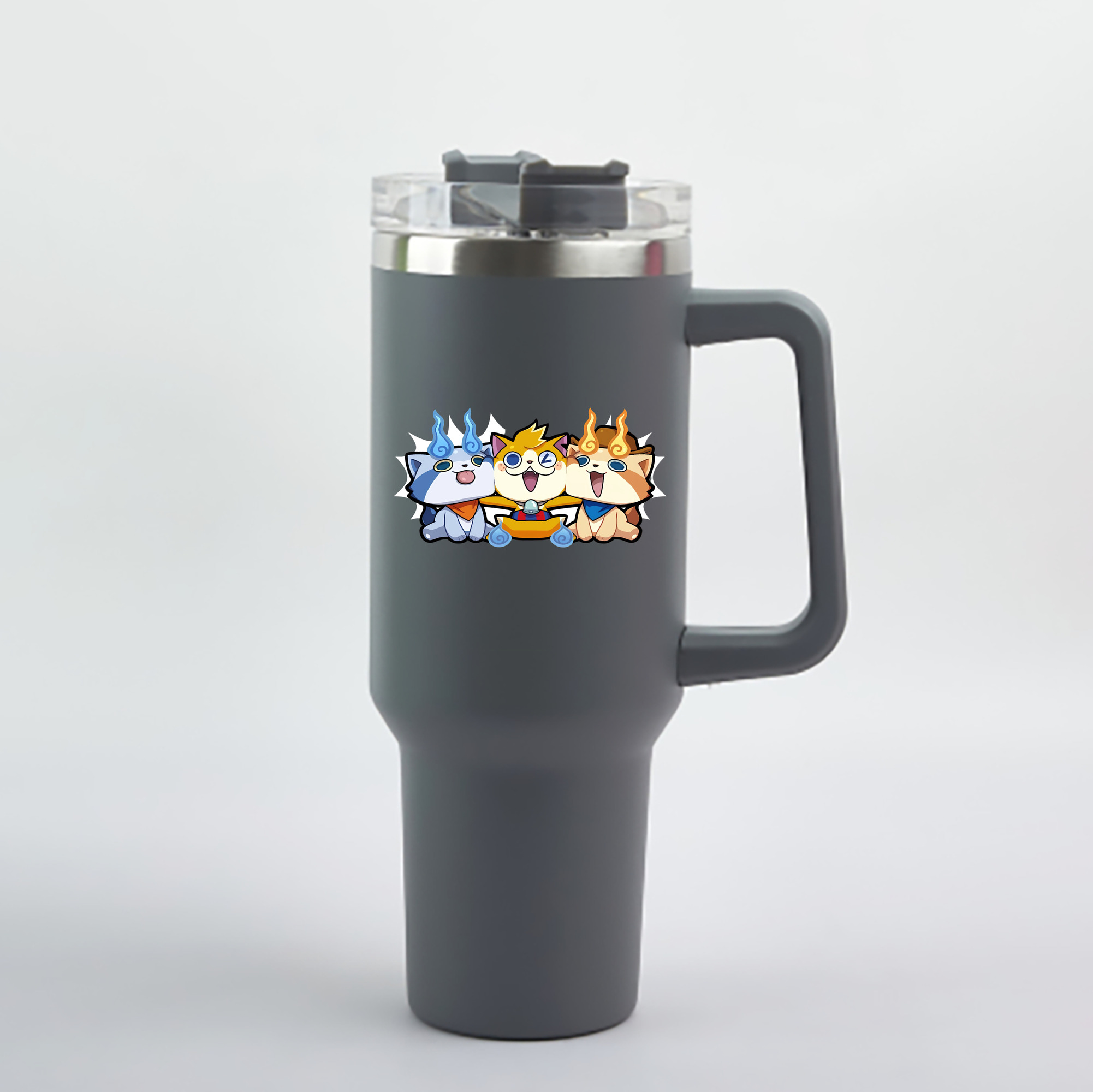 （画像用） 妖怪ウォッチ Yo-kai Watch 1200mL車用タンブラー - クリスタルステッカー（プラスチックストロー付き）