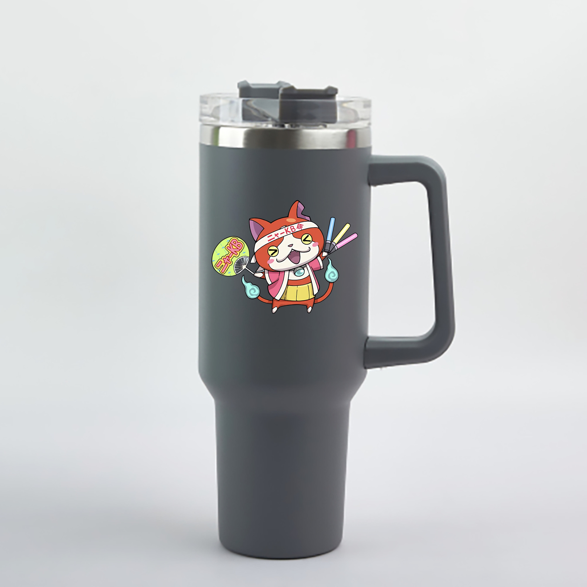 （画像用） 妖怪ウォッチ Yo-kai Watch 1200mL車用タンブラー - クリスタルステッカー（プラスチックストロー付き）