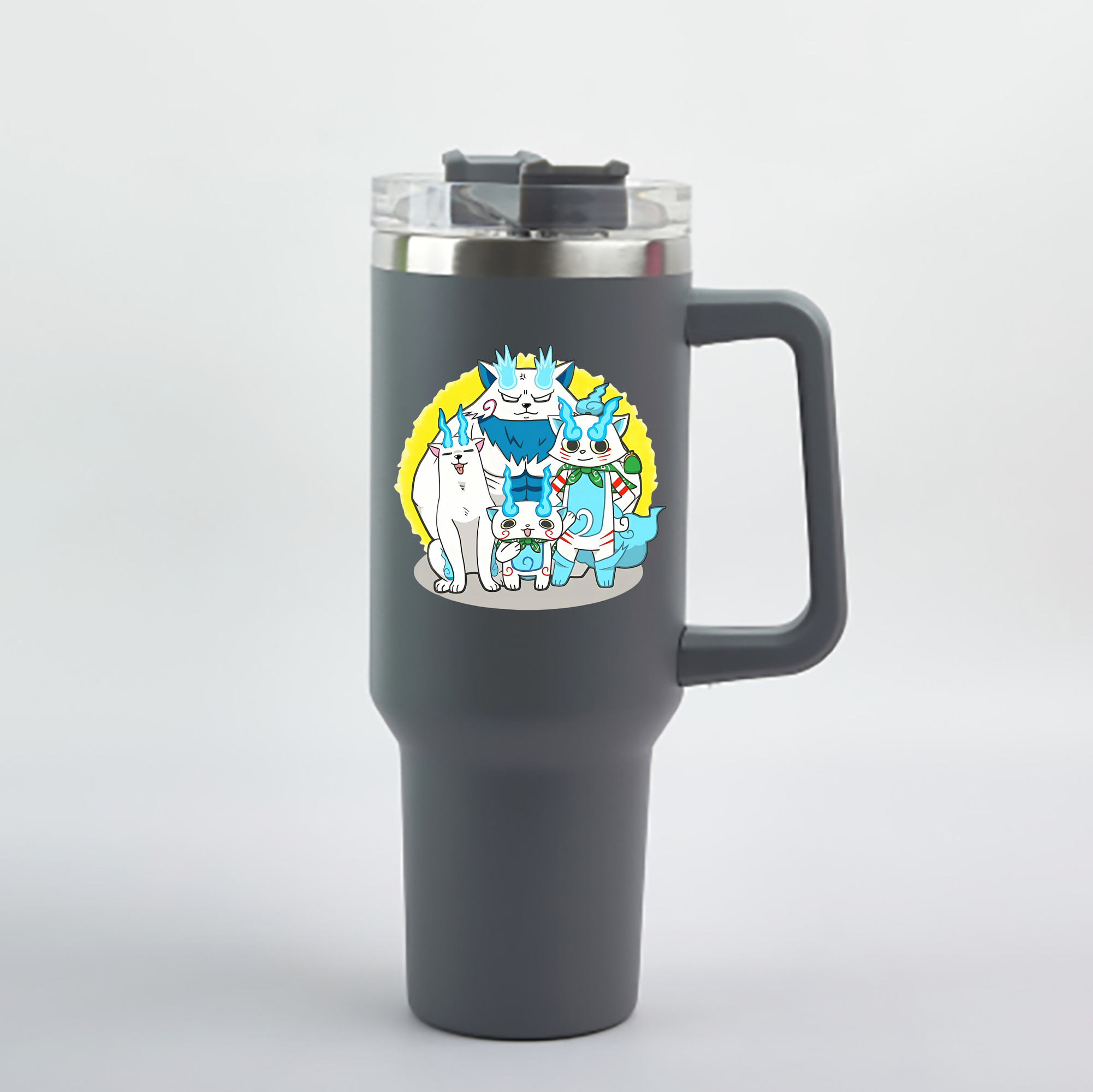（画像用） 妖怪ウォッチ Yo-kai Watch 1200mL車用タンブラー - クリスタルステッカー（プラスチックストロー付き）