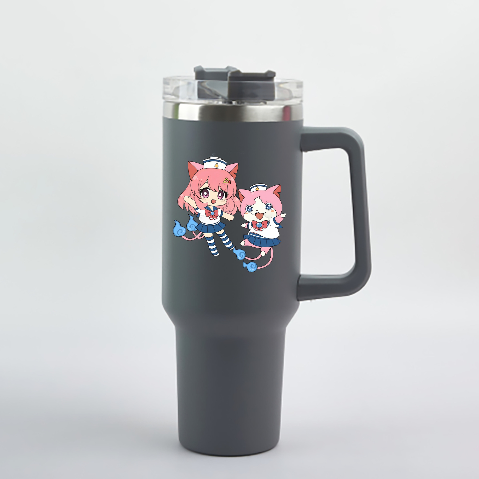 （画像用） 妖怪ウォッチ Yo-kai Watch 1200mL車用タンブラー - クリスタルステッカー（プラスチックストロー付き）