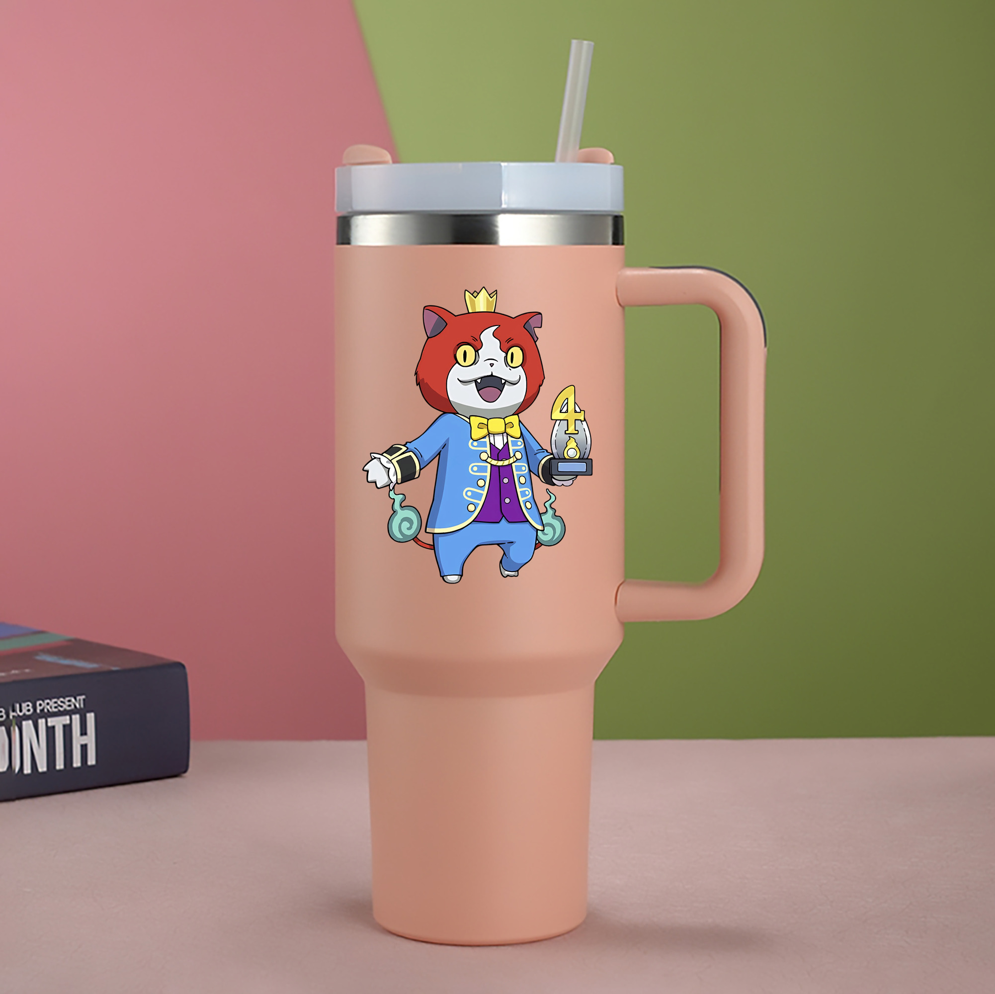 （画像用） 妖怪ウォッチ Yo-kai Watch 1200mL車用タンブラー - クリスタルステッカー（プラスチックストロー付き）