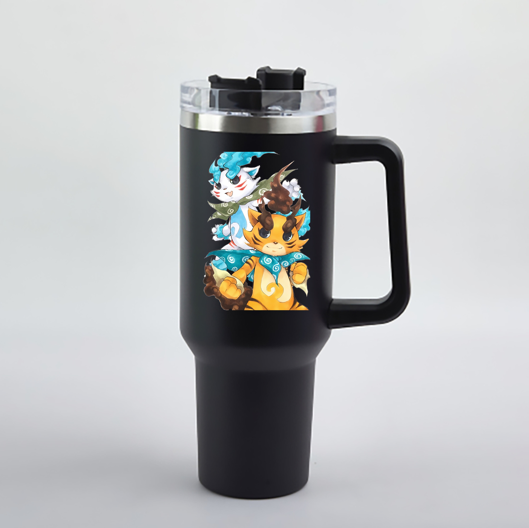 （画像用） 妖怪ウォッチ Yo-kai Watch 1200mL車用タンブラー - クリスタルステッカー（プラスチックストロー付き）