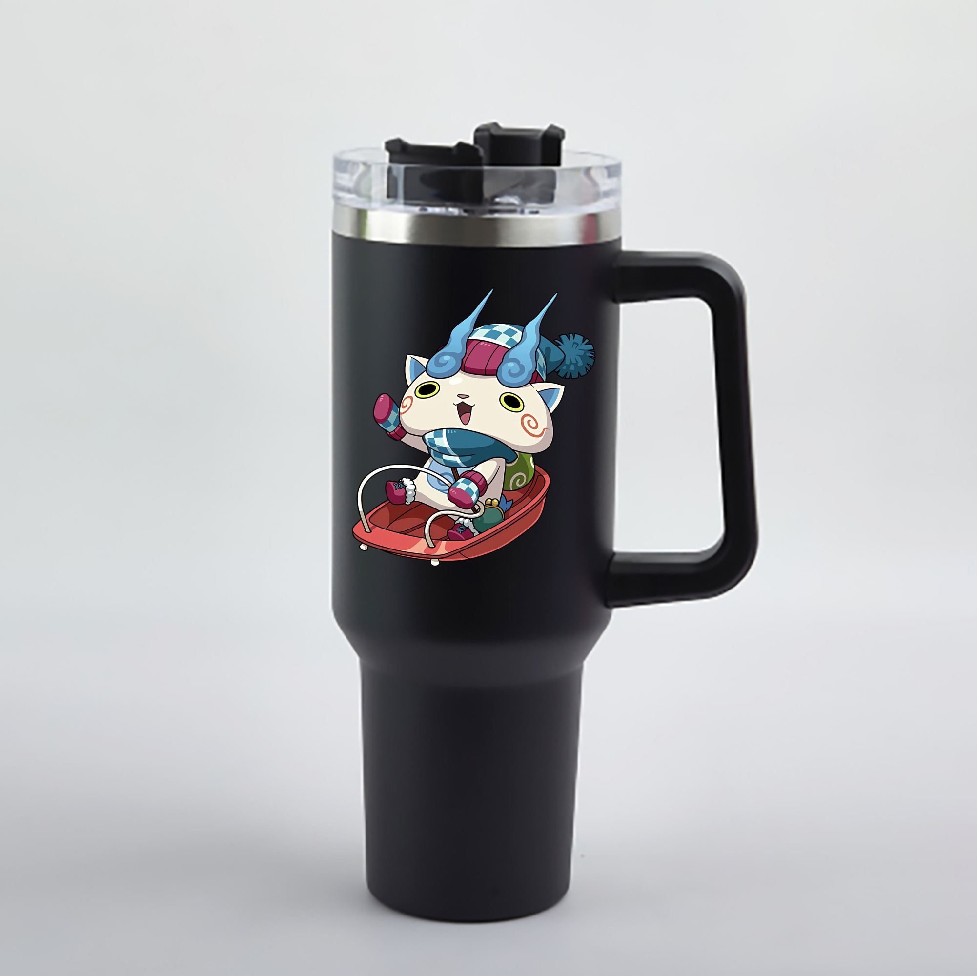 （画像用） 妖怪ウォッチ Yo-kai Watch 1200mL車用タンブラー - クリスタルステッカー（プラスチックストロー付き）