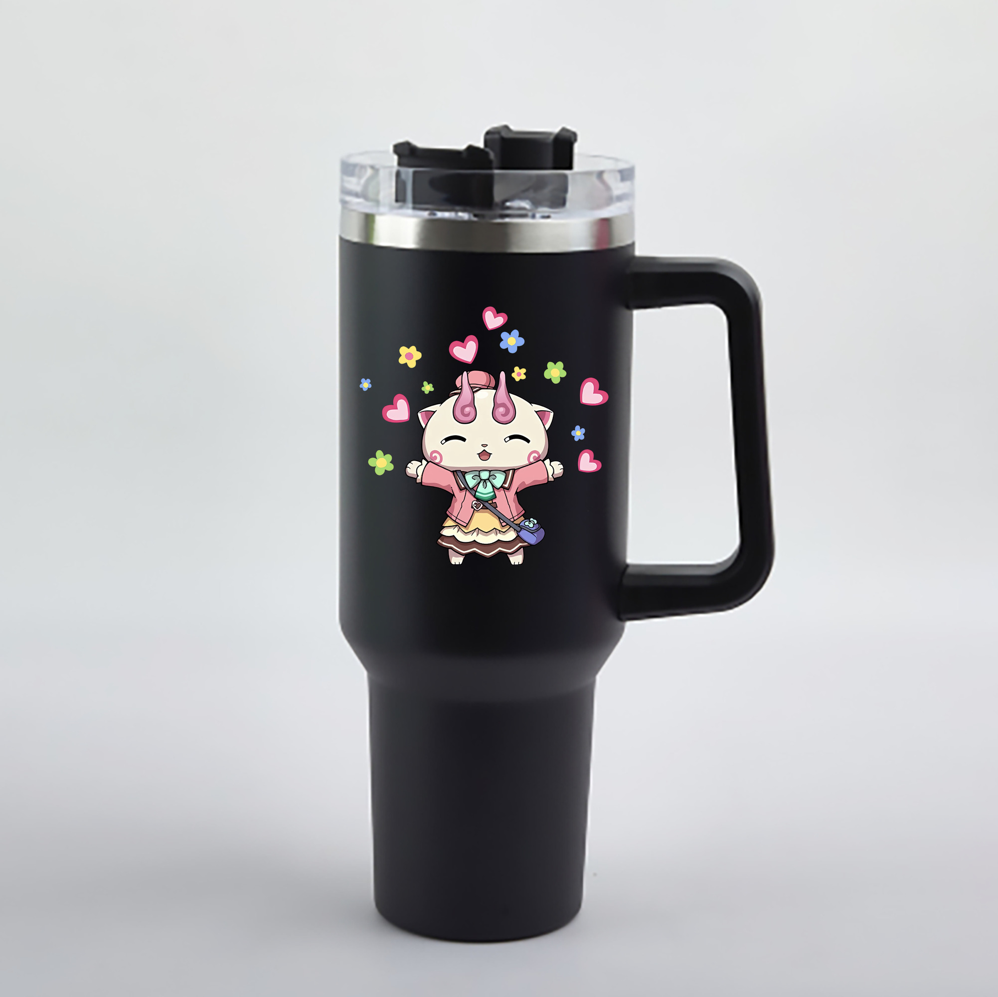 （画像用） 妖怪ウォッチ Yo-kai Watch 1200mL車用タンブラー - クリスタルステッカー（プラスチックストロー付き）