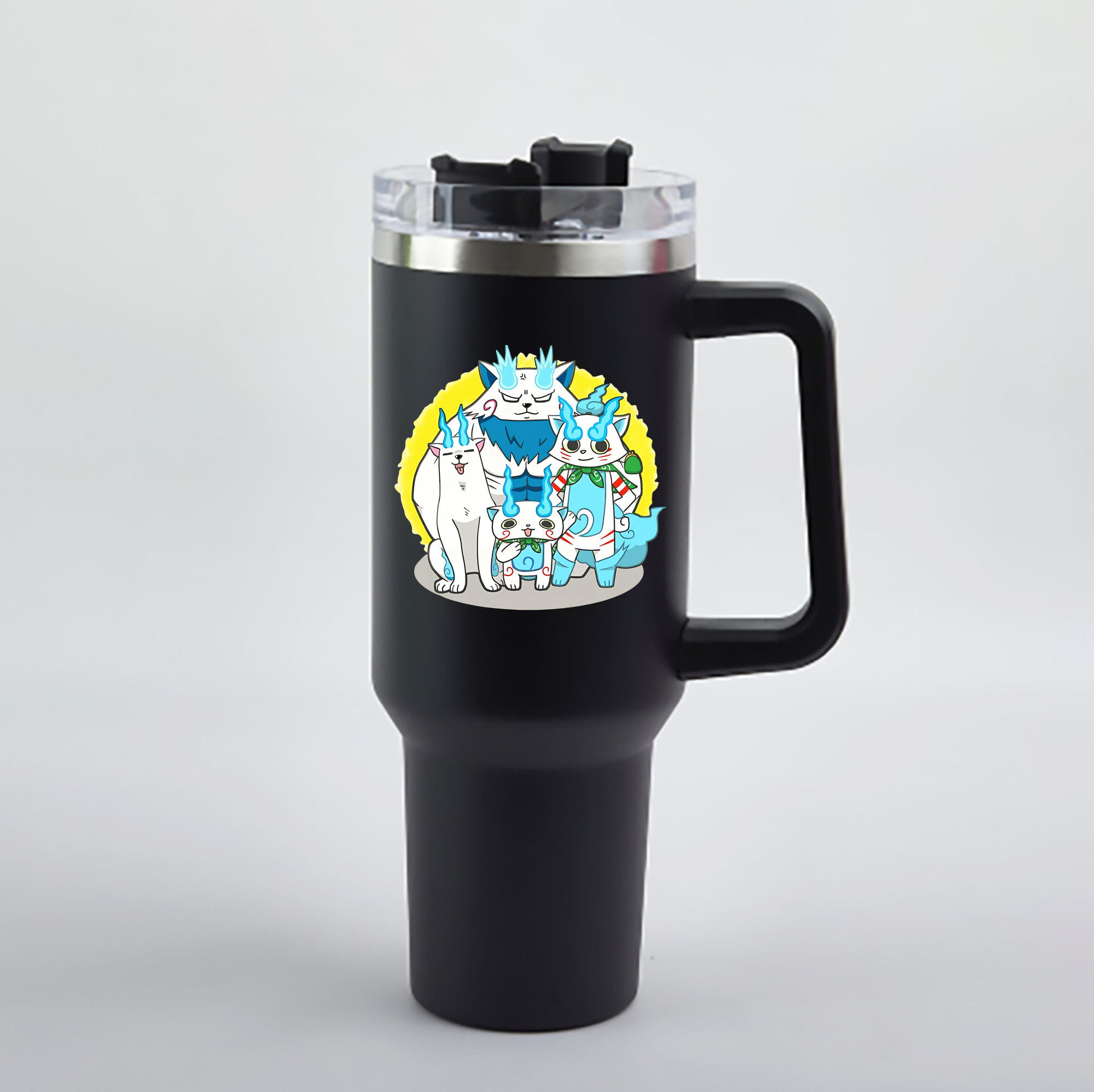 （画像用） 妖怪ウォッチ Yo-kai Watch 1200mL車用タンブラー - クリスタルステッカー（プラスチックストロー付き）