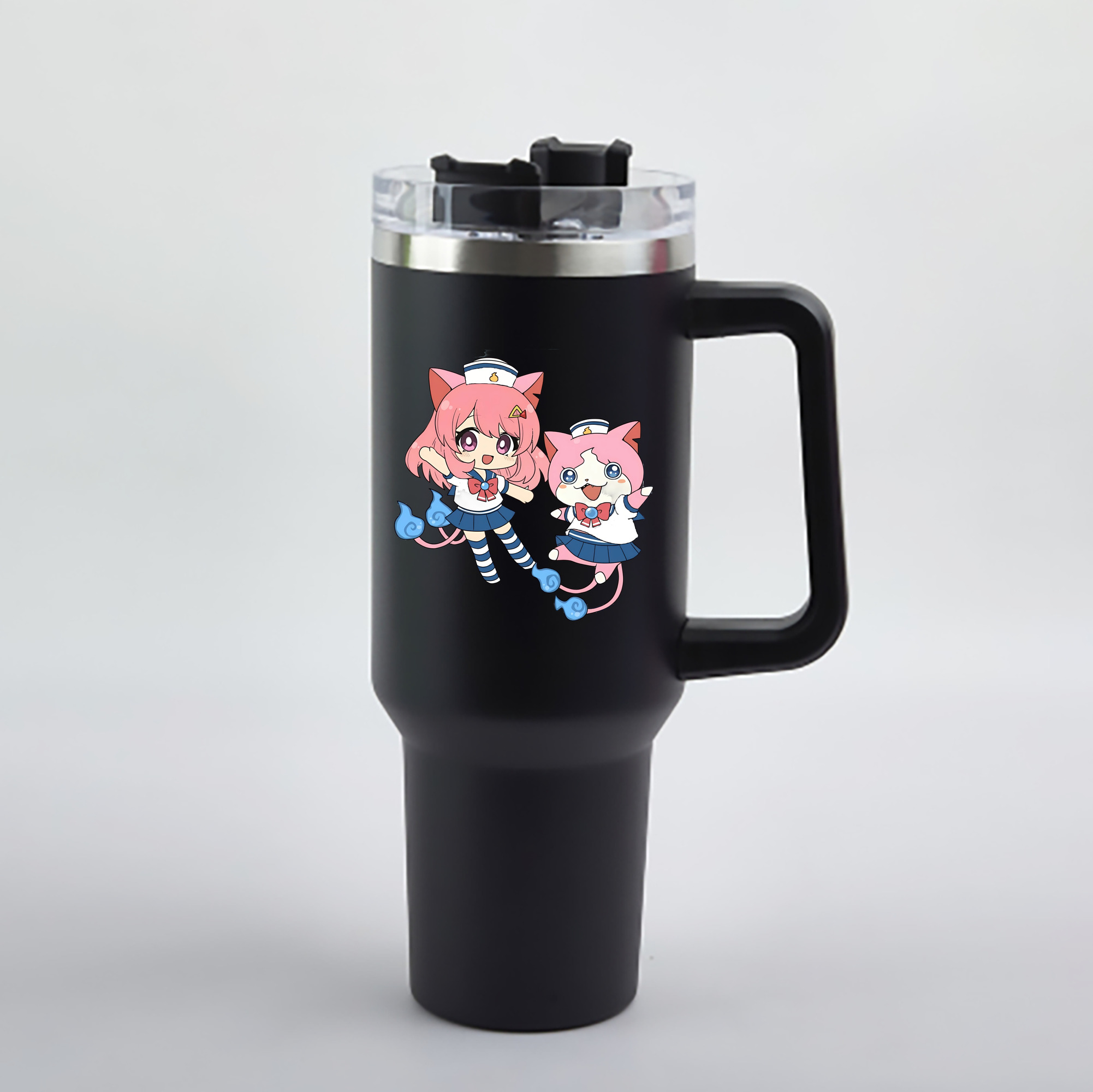 （画像用） 妖怪ウォッチ Yo-kai Watch 1200mL車用タンブラー - クリスタルステッカー（プラスチックストロー付き）