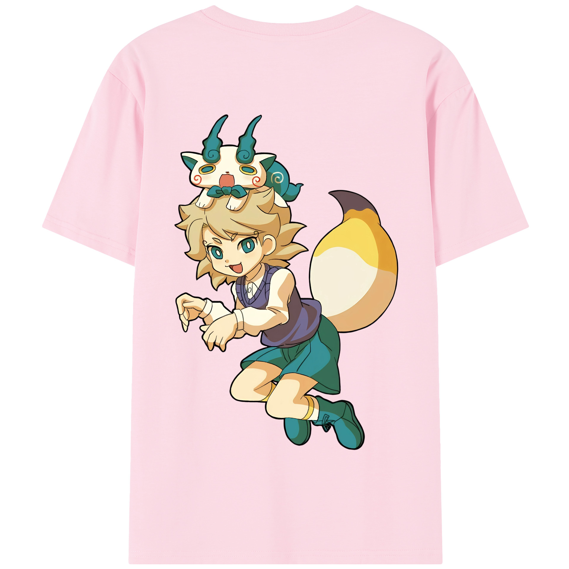 （画像用） 妖怪ウォッチ Yo-kai Watch 綿100％半袖Tシャツ（背面プリント）